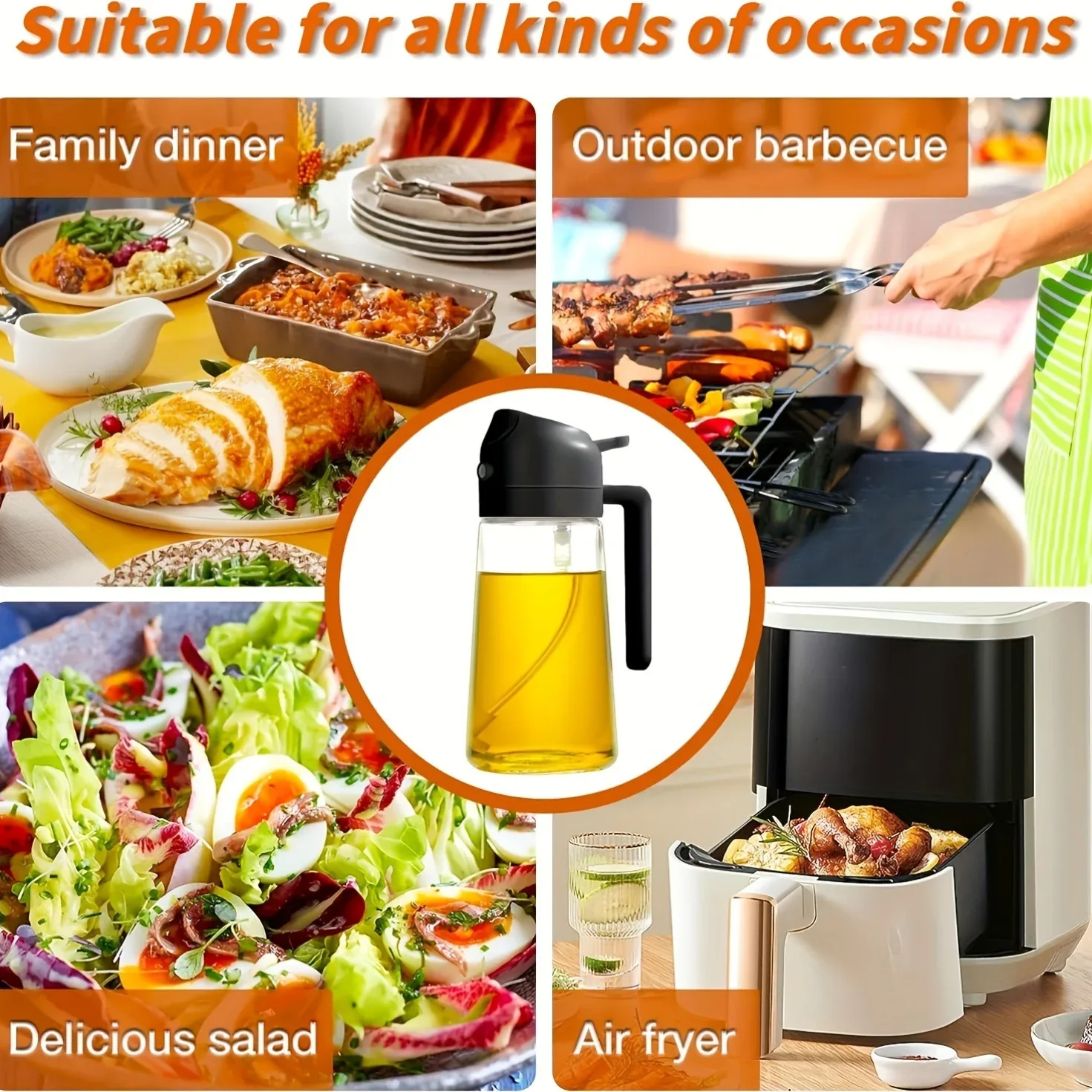 Montero Milan 1 Portable Olive Oil Sprayer and Pourer | 470ML Plastic Kitchen Oil Bottle for Cooking, BBQ, Air Fryers, Baking, Salads - Image 6