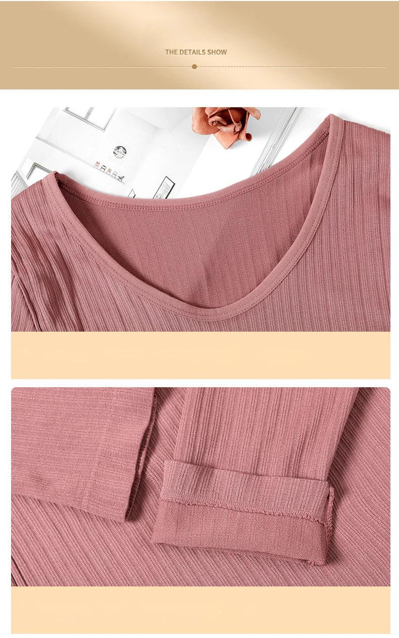 1 Set Warm Thermal Underwear Sexy Ladies Intimates Long Johns Women Shaped Sets Female Middle Collar Thermal Shaping Clothes - Image 17
