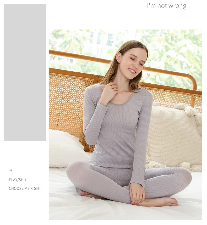 1 Set Warm Thermal Underwear Sexy Ladies Intimates Long Johns Women Shaped Sets Female Middle Collar Thermal Shaping Clothes - Image 22