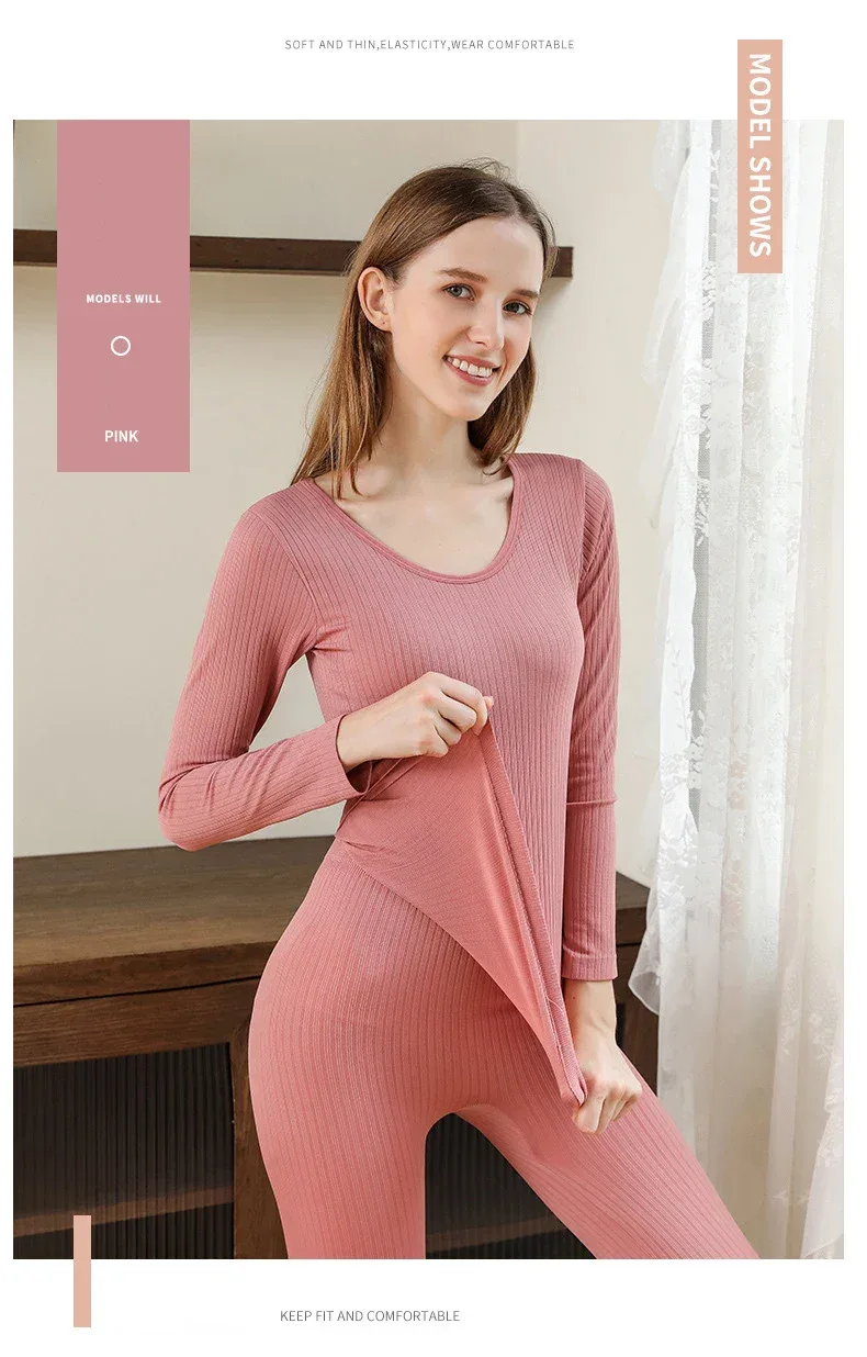 1 Set Warm Thermal Underwear Sexy Ladies Intimates Long Johns Women Shaped Sets Female Middle Collar Thermal Shaping Clothes - Image 23