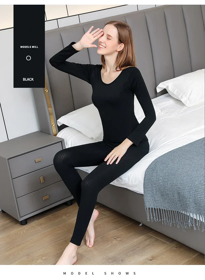 1 Set Warm Thermal Underwear Sexy Ladies Intimates Long Johns Women Shaped Sets Female Middle Collar Thermal Shaping Clothes - Image 28