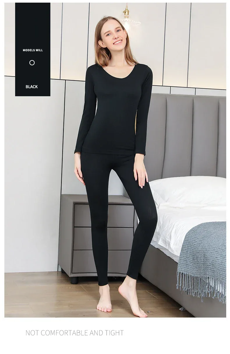 1 Set Warm Thermal Underwear Sexy Ladies Intimates Long Johns Women Shaped Sets Female Middle Collar Thermal Shaping Clothes - Image 29