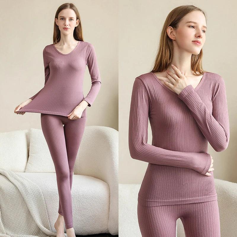 1 Set Warm Thermal Underwear Sexy Ladies Intimates Long Johns Women Shaped Sets Female Middle Collar Thermal Shaping Clothes - Image 33