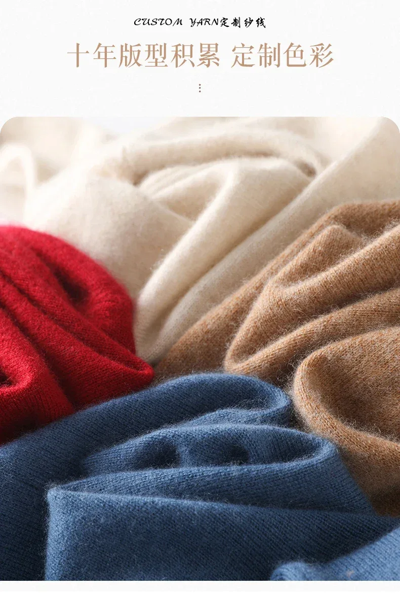 100%Merino Pure Wool Sweater Women's AutumnWinter Long Sleeve High Neck Pullover Warm High Quality Solid Color Basic Knit Jumper - Image 12