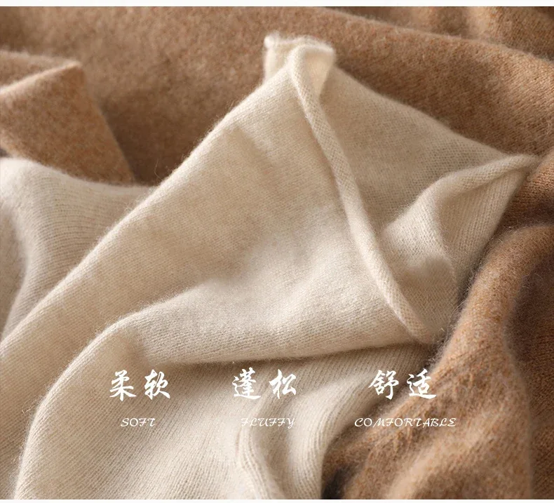 100%Merino Pure Wool Sweater Women's AutumnWinter Long Sleeve High Neck Pullover Warm High Quality Solid Color Basic Knit Jumper - Image 13