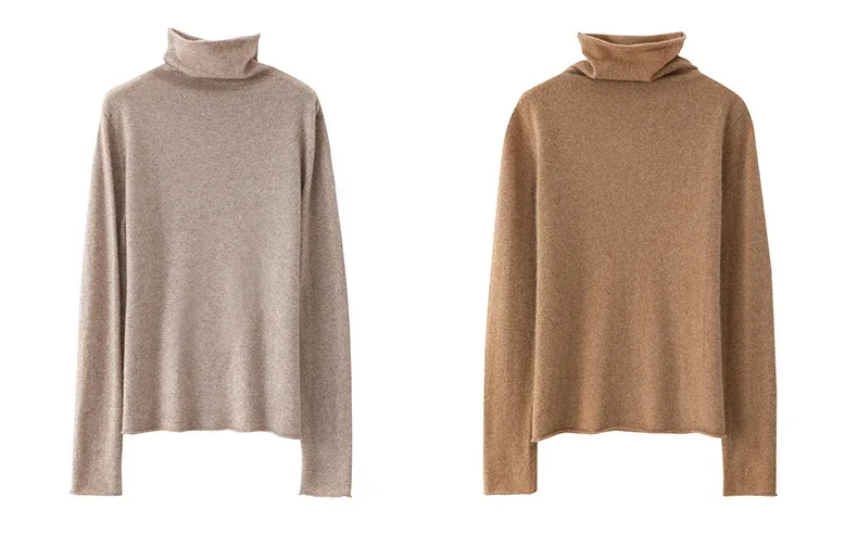 100%Merino Pure Wool Sweater Women's AutumnWinter Long Sleeve High Neck Pullover Warm High Quality Solid Color Basic Knit Jumper - Image 44