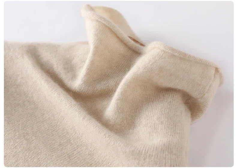 100%Merino Pure Wool Sweater Women's AutumnWinter Long Sleeve High Neck Pullover Warm High Quality Solid Color Basic Knit Jumper - Image 46