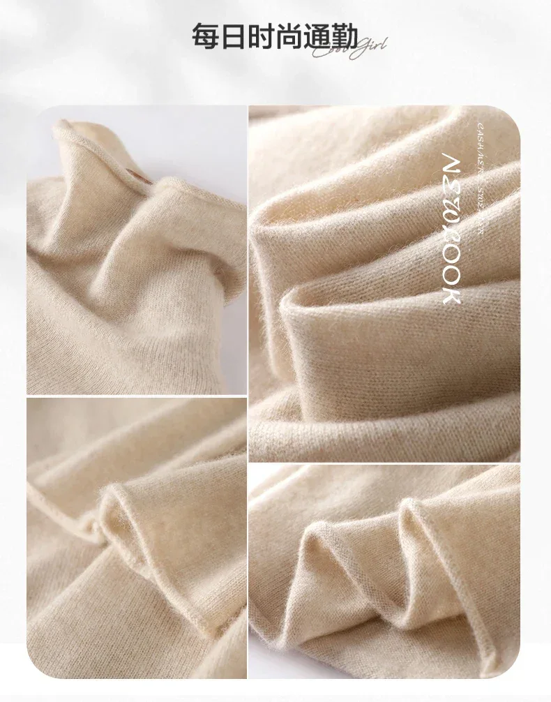 100%Merino Pure Wool Sweater Women's AutumnWinter Long Sleeve High Neck Pullover Warm High Quality Solid Color Basic Knit Jumper - Image 9
