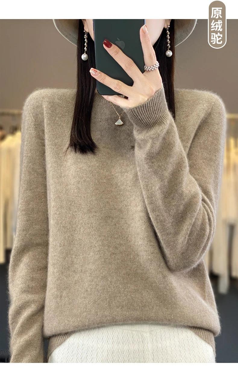 100% Merino Wool Sweater Women O-neck Cashmere Knitwear Female Pullover Autumn Winter Casual Tops Solid Color Soft Clothing - Image 21