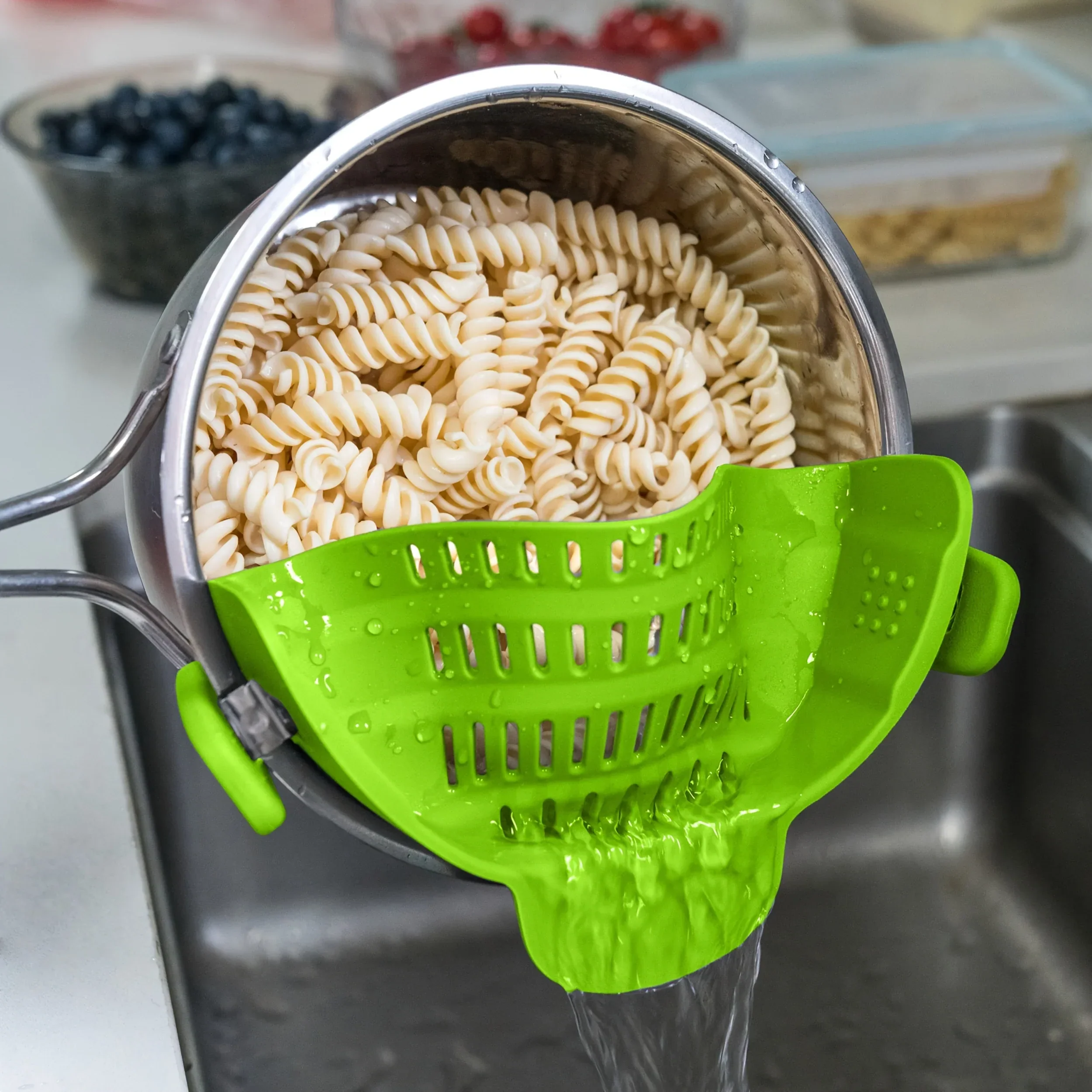 1pc ABERZEY Clip-On Strainer for Pots & Pans - Durable Plastic Kitchen Colander for Pasta, Meat, Vegetables, Fruits - Easy Drainage & Compact Design, Strainer for Pasta, Vegetable Preparation, Modern Kitchenware, Efficient Dr - Image 12