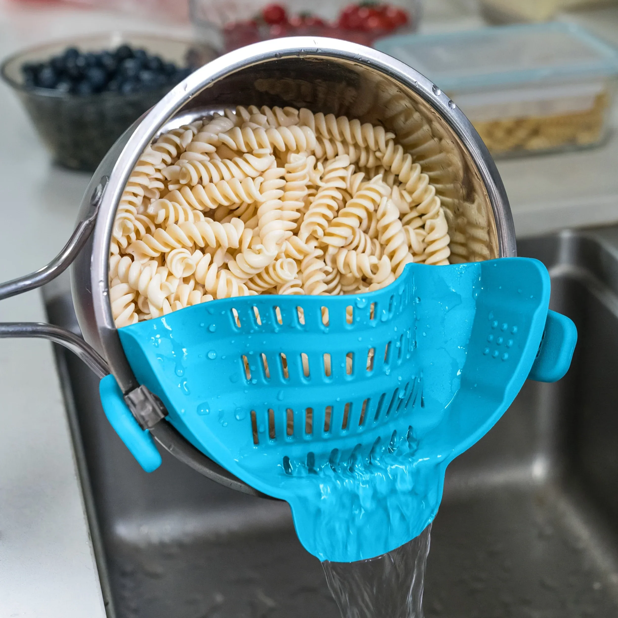 1pc ABERZEY Clip-On Strainer for Pots & Pans - Durable Plastic Kitchen Colander for Pasta, Meat, Vegetables, Fruits - Easy Drainage & Compact Design, Strainer for Pasta, Vegetable Preparation, Modern Kitchenware, Efficient Dr - Image 13