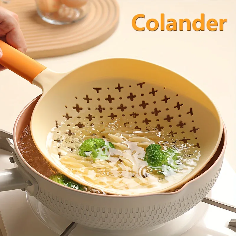 Montero Milan 1pc, Kitchen Colander, Kitchen Household Large Plastic Drain Long Handle Spoon, Salvage Noodle Dumpling High Temperature Resistant Colander Kitchen Stuff Kitchen Accessories Baking Supplies - Image 3