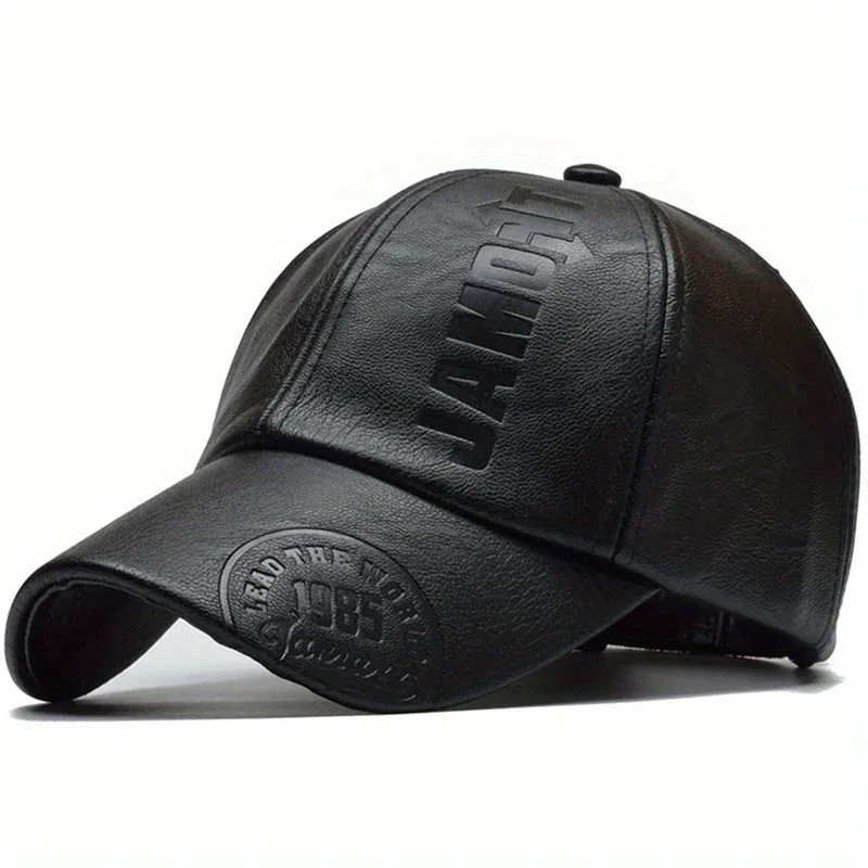 1pc Men's British PU Leather Baseball Cap Adjustable Breathable Casual Hat Spring/Summer/Autumn/Winter Hat Christmas Gift - Image 10