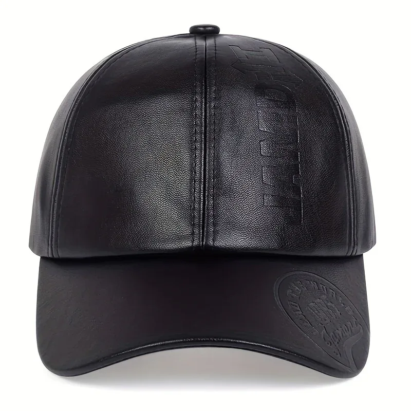 1pc Men's British PU Leather Baseball Cap Adjustable Breathable Casual Hat Spring/Summer/Autumn/Winter Hat Christmas Gift - Image 5