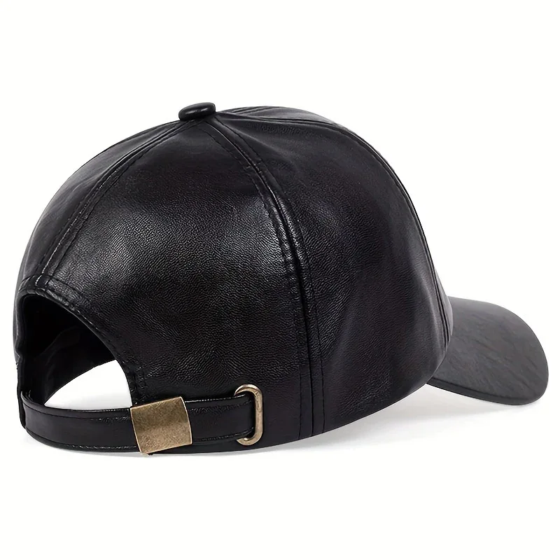 1pc Men's British PU Leather Baseball Cap Adjustable Breathable Casual Hat Spring/Summer/Autumn/Winter Hat Christmas Gift - Image 6