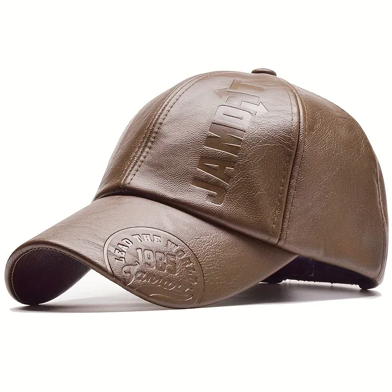 1pc Men's British PU Leather Baseball Cap Adjustable Breathable Casual Hat Spring/Summer/Autumn/Winter Hat Christmas Gift - Image 8