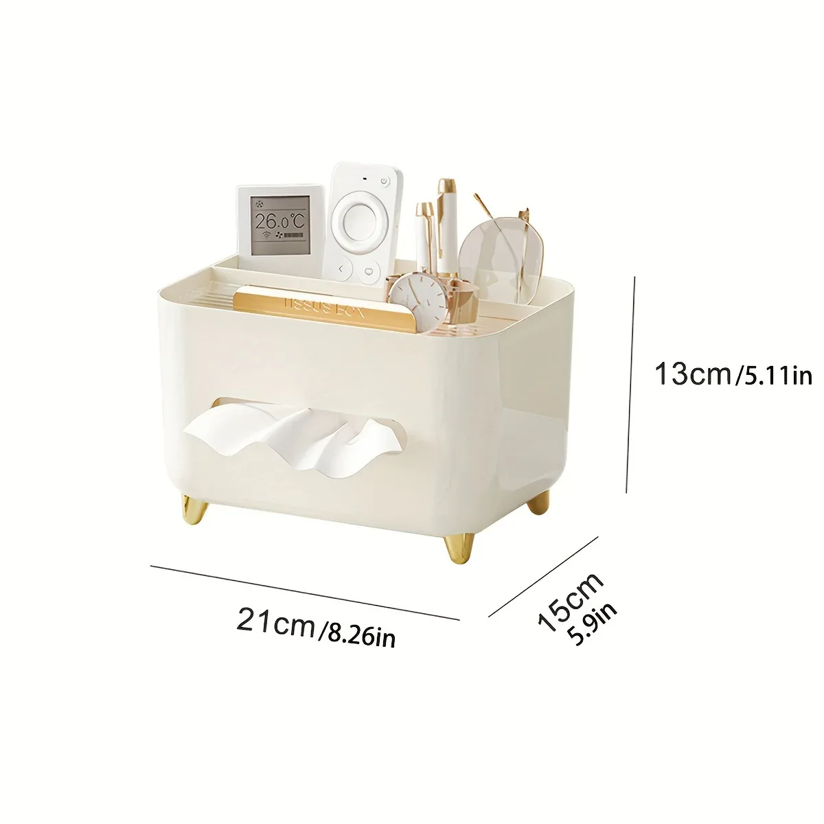 1pc, Multifunctional Desk Organizer, Tissue Box, Remote Control And Miscellaneous Storage Box, Plastic Desktop Tissue Holder - Image 2
