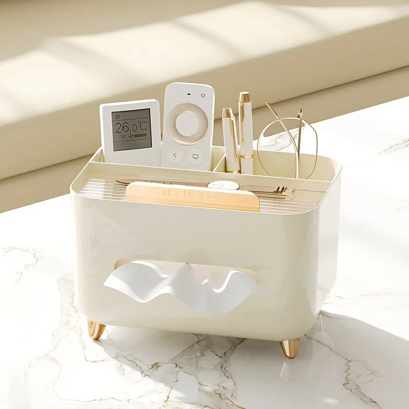 1pc, Multifunctional Desk Organizer, Tissue Box, Remote Control And Miscellaneous Storage Box, Plastic Desktop Tissue Holder - Image 8