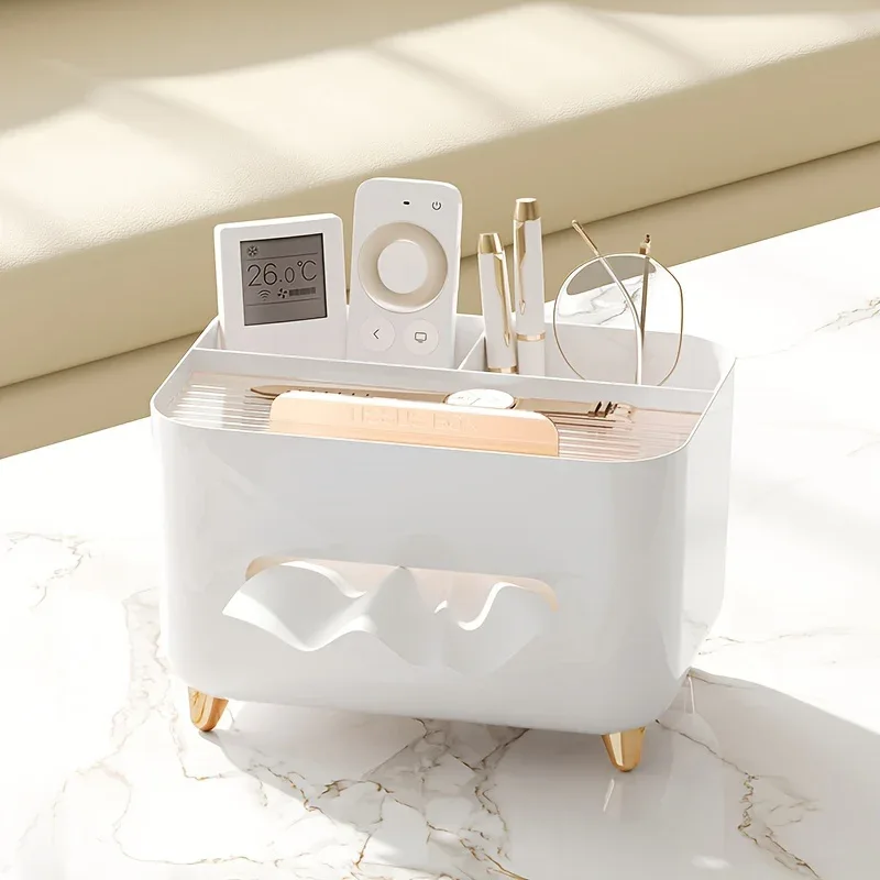 1pc, Multifunctional Desk Organizer, Tissue Box, Remote Control And Miscellaneous Storage Box, Plastic Desktop Tissue Holder - Image 9