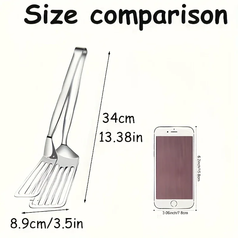 1pc, Multifunctional Stainless Steel Serving Tongs for Buffet, Fish Frying, Bread, Steak, Salad, and Dessert - Kitchen Tools for Effortless Food Prep and Presentation - Image 12