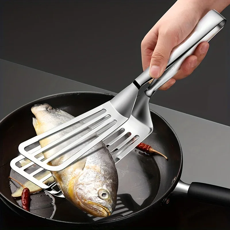 1pc, Multifunctional Stainless Steel Serving Tongs for Buffet, Fish Frying, Bread, Steak, Salad, and Dessert - Kitchen Tools for Effortless Food Prep and Presentation - Image 2