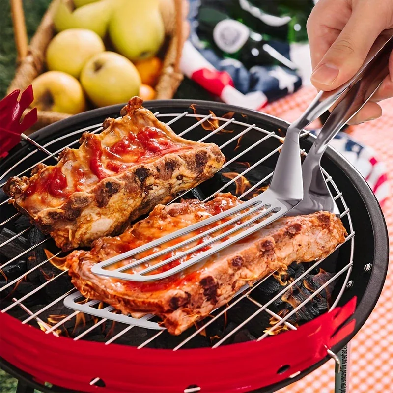 1pc, Multifunctional Stainless Steel Serving Tongs for Buffet, Fish Frying, Bread, Steak, Salad, and Dessert - Kitchen Tools for Effortless Food Prep and Presentation - Image 4