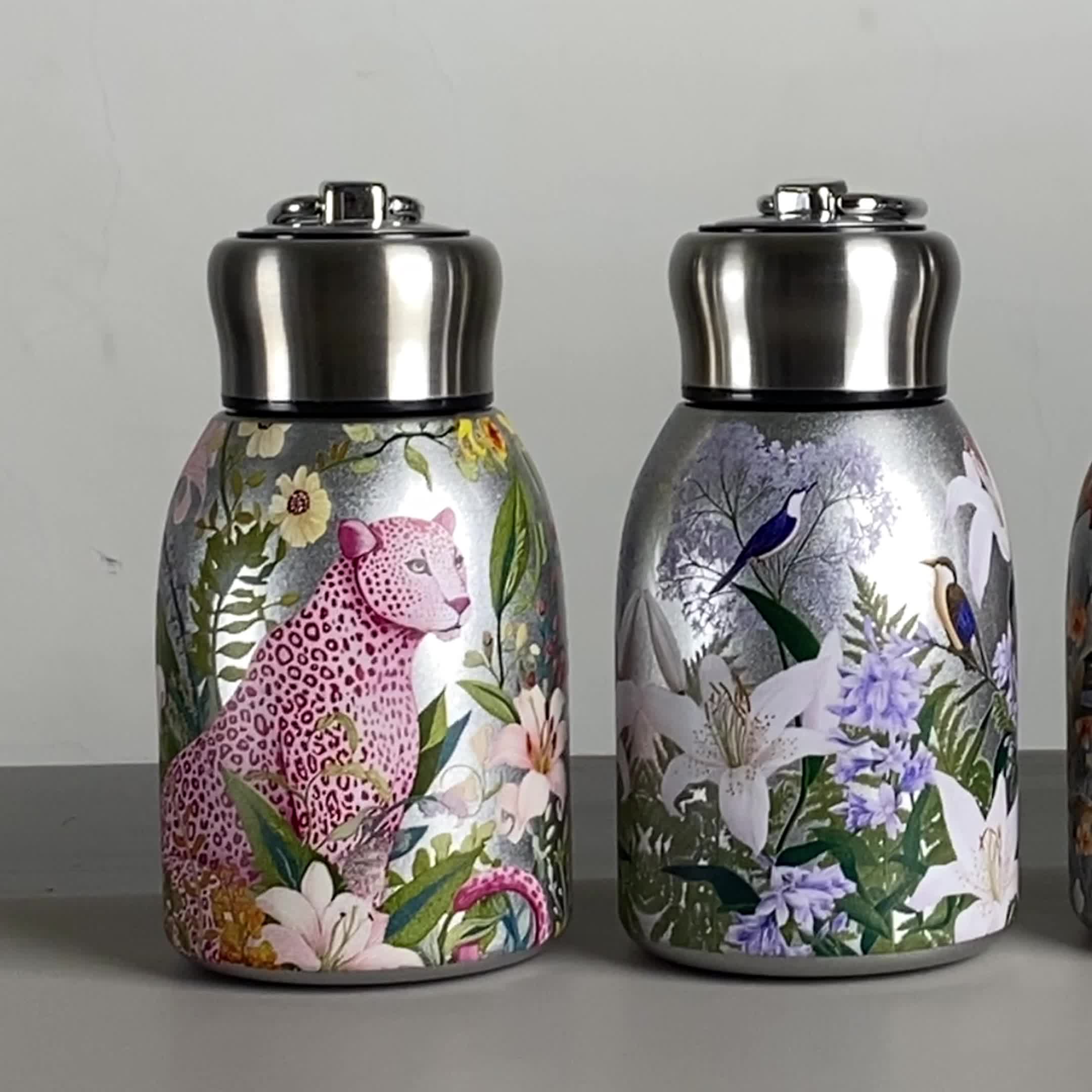 1pc Stainless Steel Vacuum Insulated Tumbler with Bird/Parrot/Leopard Pattern, 10oz Leak-Proof Travel Mug, Glossy Finish, Portable Handle, Artistic Drinkware, Perfect for Outdoor, Gym, Office, Ideal Holiday Gift for Christmas - Image 11