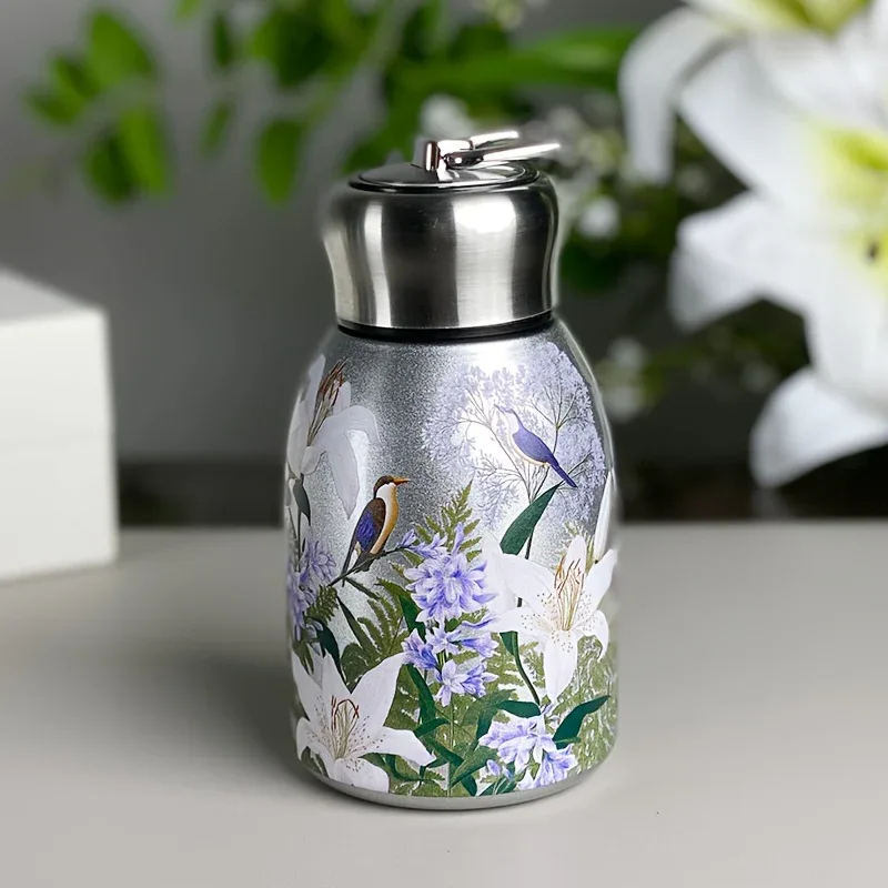 1pc Stainless Steel Vacuum Insulated Tumbler with Bird/Parrot/Leopard Pattern, 10oz Leak-Proof Travel Mug, Glossy Finish, Portable Handle, Artistic Drinkware, Perfect for Outdoor, Gym, Office, Ideal Holiday Gift for Christmas - Image 15
