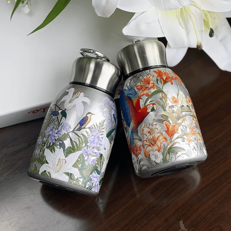 1pc Stainless Steel Vacuum Insulated Tumbler with Bird/Parrot/Leopard Pattern, 10oz Leak-Proof Travel Mug, Glossy Finish, Portable Handle, Artistic Drinkware, Perfect for Outdoor, Gym, Office, Ideal Holiday Gift for Christmas - Image 9
