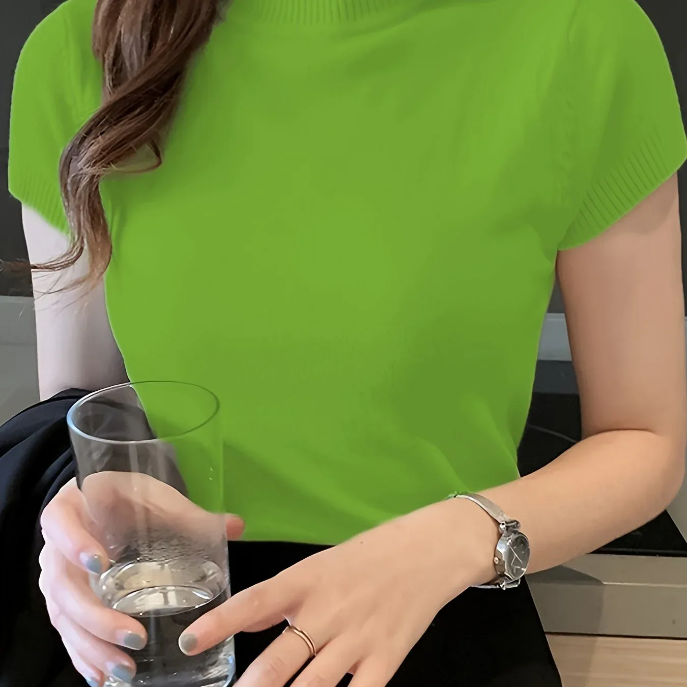 Fitted Short Sleeve Knit Top - Image 28