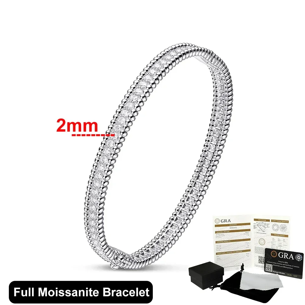 2mm Full Moissanite Bracelets with GRA Certified 100% 925 Sterling Silver Plated 18K Gold Luxury Fine Jewelry Bangle For Women - Image 2