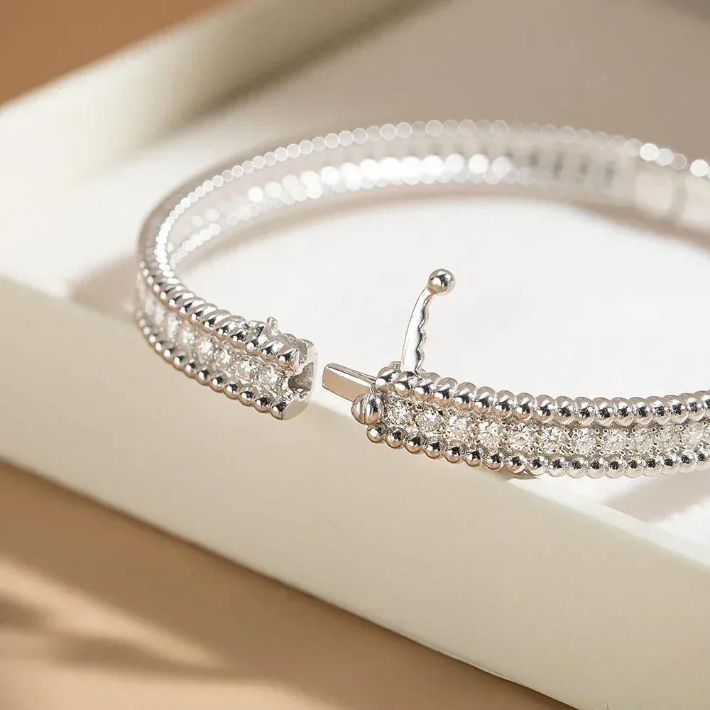 2mm Full Moissanite Bracelets with GRA Certified 100% 925 Sterling Silver Plated 18K Gold Luxury Fine Jewelry Bangle For Women - Image 4