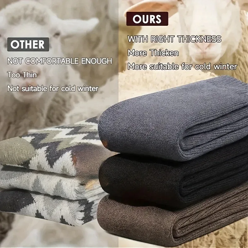 3/10 Pairs of Thick Winter Velvet Snow Socks for Men, Soft Plush Warm Boot Socks, Suitable for Outdoor Work And Leisure, a Gift for Husbands, Fathers, Or Boyfriends, Knitted Items in European Sizes (39-45) And US Sizes 9-11. - Image 4