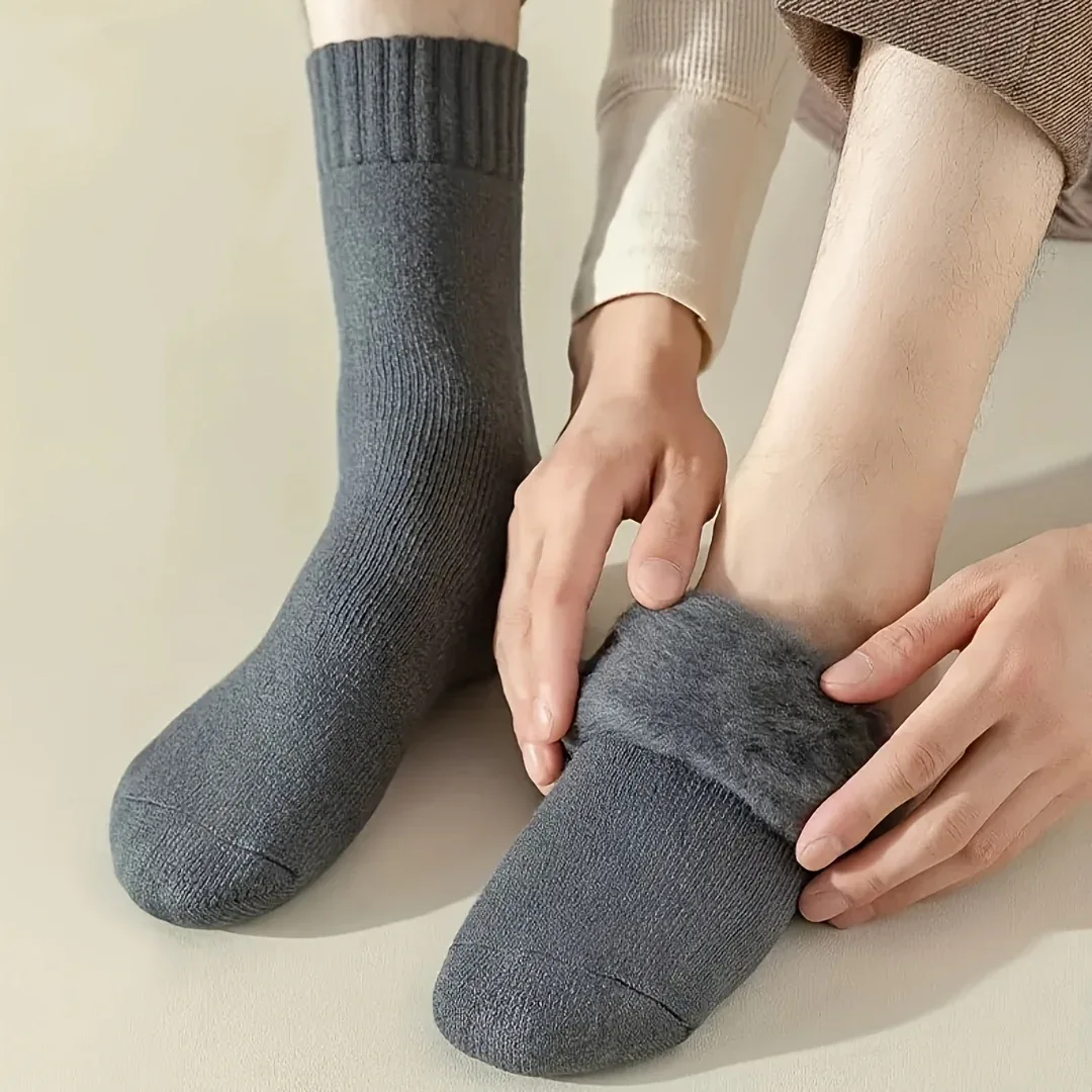 3/10 Pairs of Thick Winter Velvet Snow Socks for Men, Soft Plush Warm Boot Socks, Suitable for Outdoor Work And Leisure, a Gift for Husbands, Fathers, Or Boyfriends, Knitted Items in European Sizes (39-45) And US Sizes 9-11. - Image 5