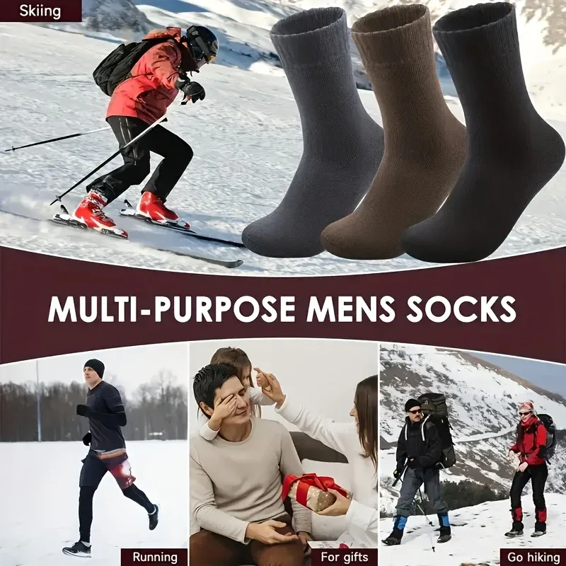 3/10 Pairs of Thick Winter Velvet Snow Socks for Men, Soft Plush Warm Boot Socks, Suitable for Outdoor Work And Leisure, a Gift for Husbands, Fathers, Or Boyfriends, Knitted Items in European Sizes (39-45) And US Sizes 9-11. - Image 7