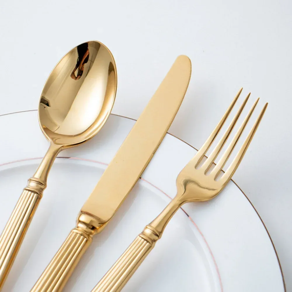 4pcs Bright 18/10 Stainless Steel Luxury Cutlery Set Dinnerware Tableware Knife Spoon Fork Flatware Dishwasher Safe Utensils - Image 3