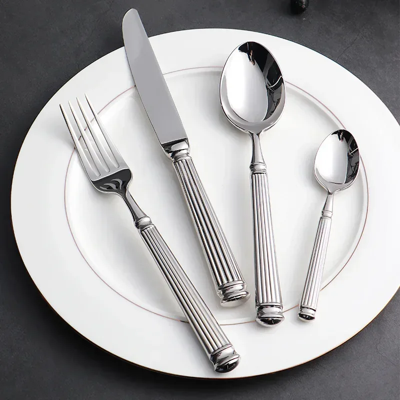 4pcs Bright 18/10 Stainless Steel Luxury Cutlery Set Dinnerware Tableware Knife Spoon Fork Flatware Dishwasher Safe Utensils - Image 4