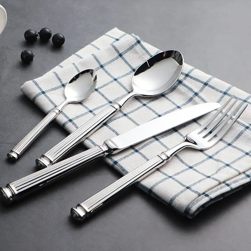 4pcs Bright 18/10 Stainless Steel Luxury Cutlery Set Dinnerware Tableware Knife Spoon Fork Flatware Dishwasher Safe Utensils - Image 5
