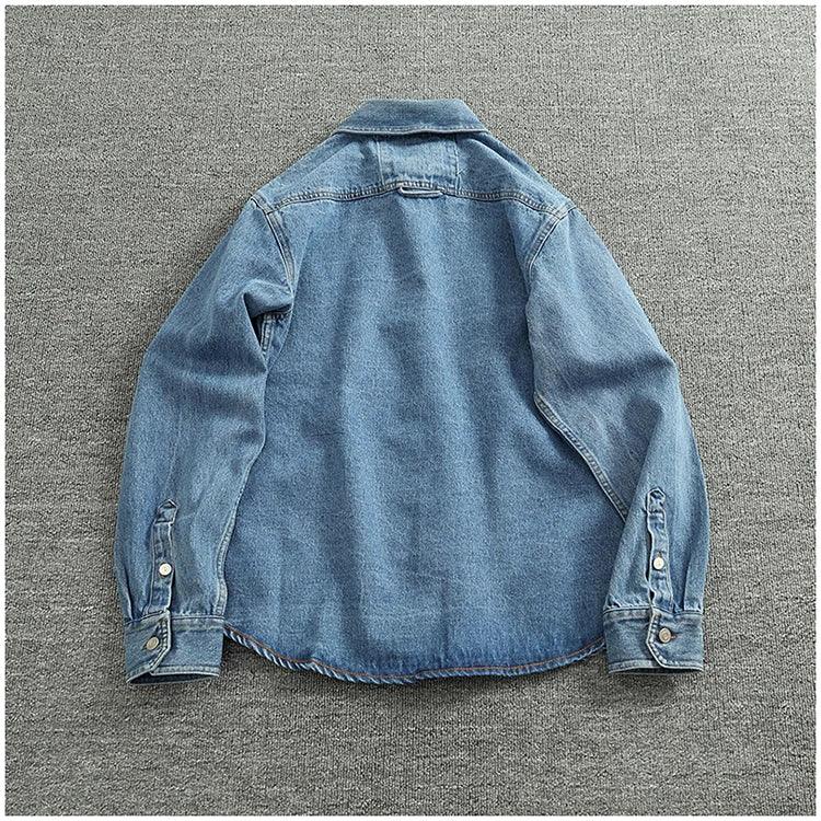 American Casual Men's Long Sve Denim irt Pure Cotton Heavyweight Waed Vintage Workwear Layering irt Jaet - Image 19