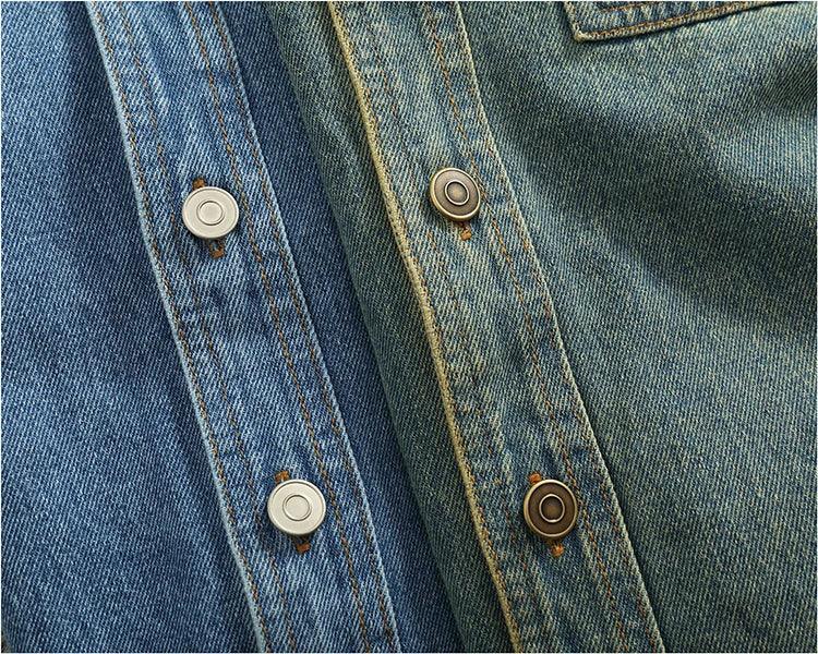 American Casual Men's Long Sve Denim irt Pure Cotton Heavyweight Waed Vintage Workwear Layering irt Jaet - Image 33