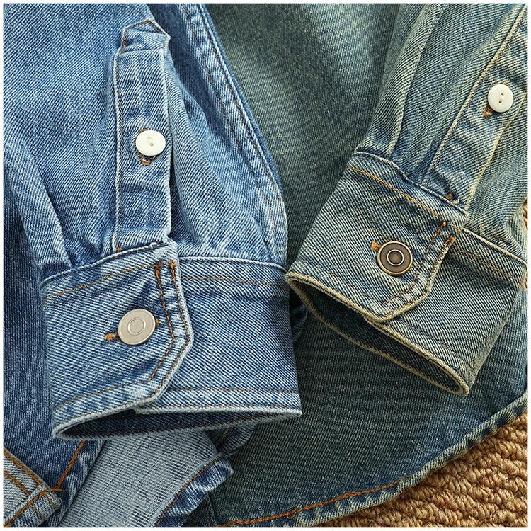 American Casual Men's Long Sve Denim irt Pure Cotton Heavyweight Waed Vintage Workwear Layering irt Jaet - Image 9