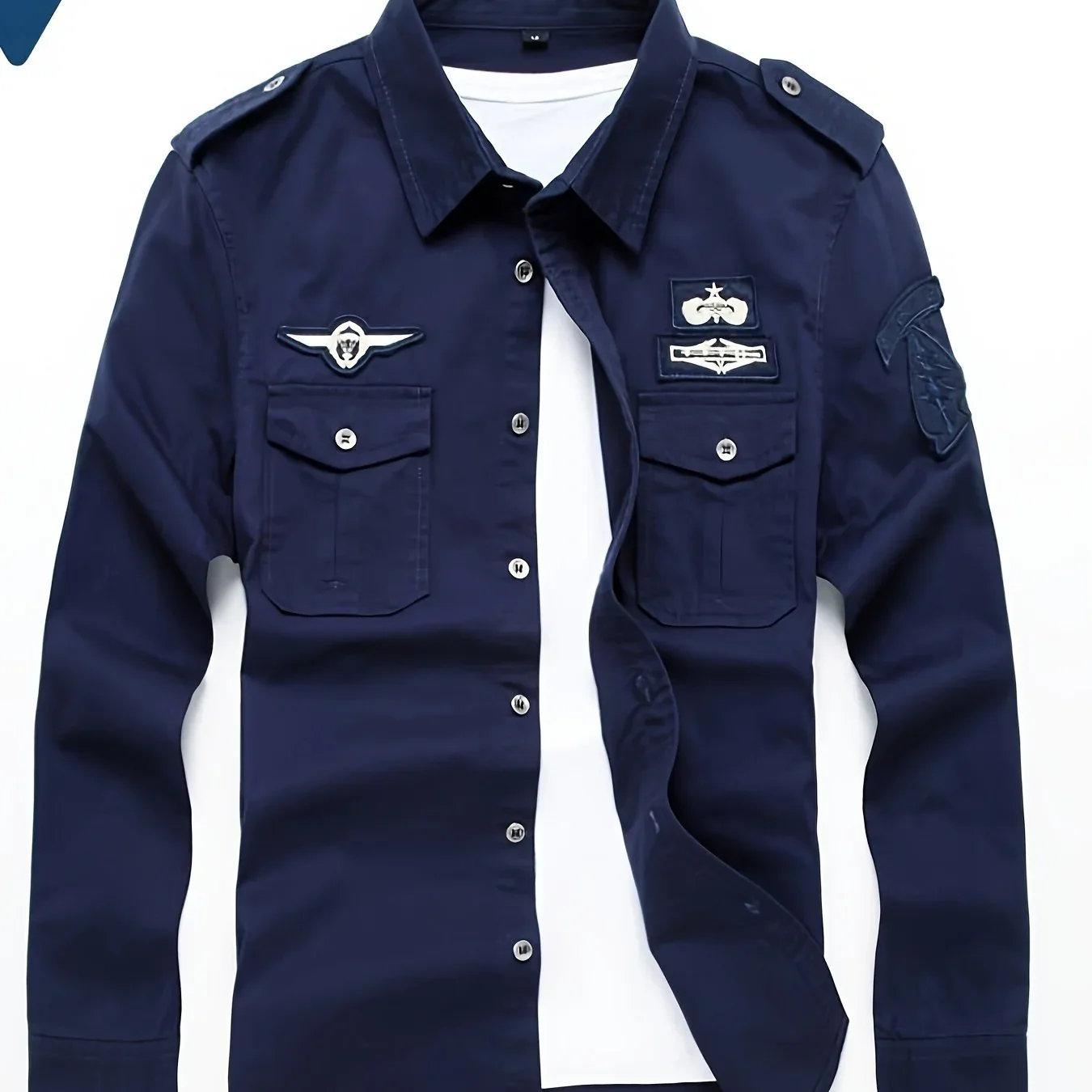 Autumn Long Sleeve Shirt for Men, Outdoor Plus Size Military Style Loose Fit Top, Pure Cotton High-Density Twill Casual Workwear Shirt, Thin Twill Long Sleeve Workwear - Image 13