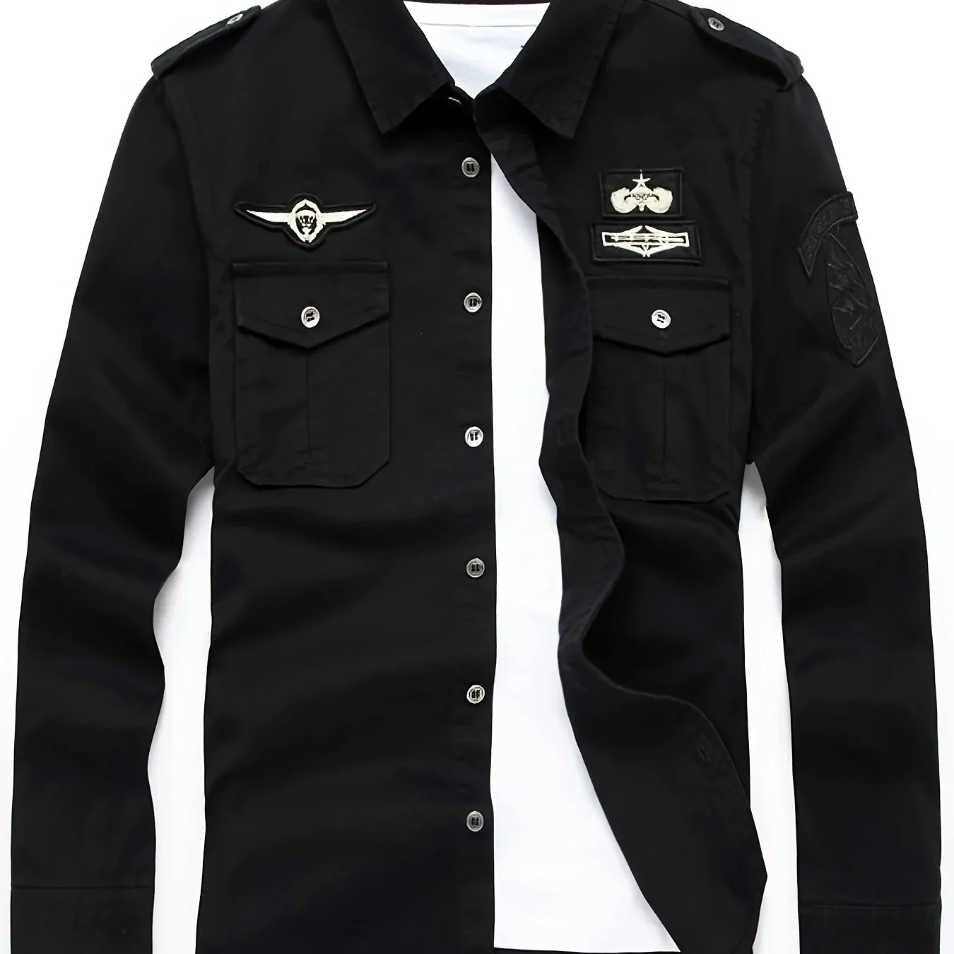Autumn Long Sleeve Shirt for Men, Outdoor Plus Size Military Style Loose Fit Top, Pure Cotton High-Density Twill Casual Workwear Shirt, Thin Twill Long Sleeve Workwear - Image 14