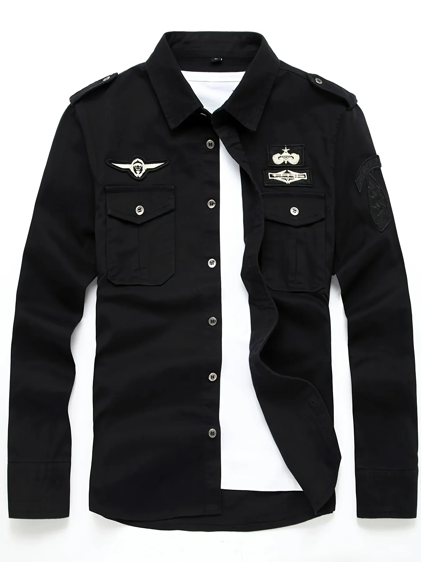 Autumn Long Sleeve Shirt for Men, Outdoor Plus Size Military Style Loose Fit Top, Pure Cotton High-Density Twill Casual Workwear Shirt, Thin Twill Long Sleeve Workwear - Image 9