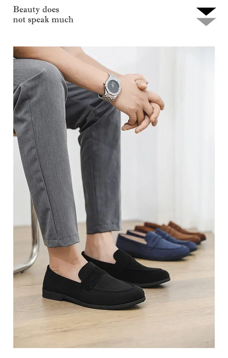 Autumn Suede Loafers Man Large Size 45 Comfort Slip-on Casual Shoes Men Flats Retro Brown Moccasins For Men zapatos de hombre - Image 10