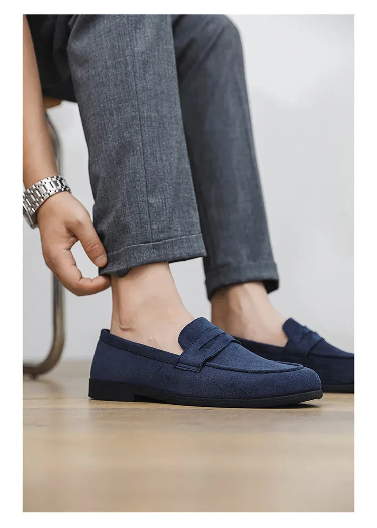 Autumn Suede Loafers Man Large Size 45 Comfort Slip-on Casual Shoes Men Flats Retro Brown Moccasins For Men zapatos de hombre - Image 11