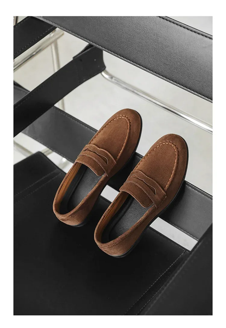 Autumn Suede Loafers Man Large Size 45 Comfort Slip-on Casual Shoes Men Flats Retro Brown Moccasins For Men zapatos de hombre - Image 14