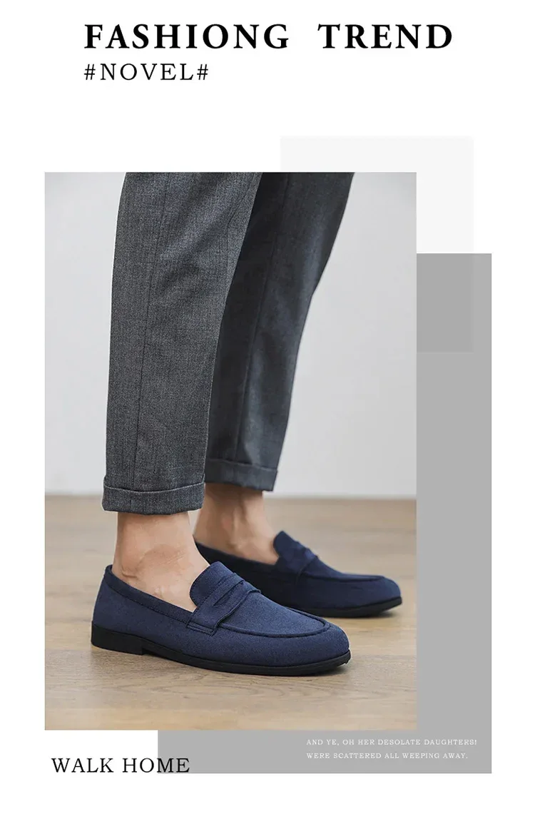 Autumn Suede Loafers Man Large Size 45 Comfort Slip-on Casual Shoes Men Flats Retro Brown Moccasins For Men zapatos de hombre - Image 17