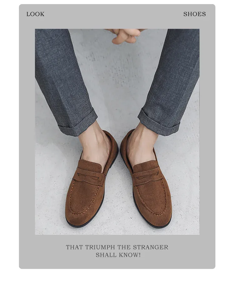 Autumn Suede Loafers Man Large Size 45 Comfort Slip-on Casual Shoes Men Flats Retro Brown Moccasins For Men zapatos de hombre - Image 22