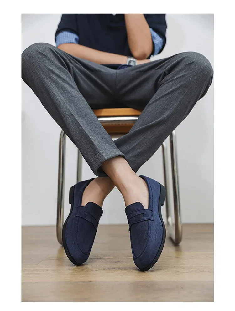 Autumn Suede Loafers Man Large Size 45 Comfort Slip-on Casual Shoes Men Flats Retro Brown Moccasins For Men zapatos de hombre - Image 26
